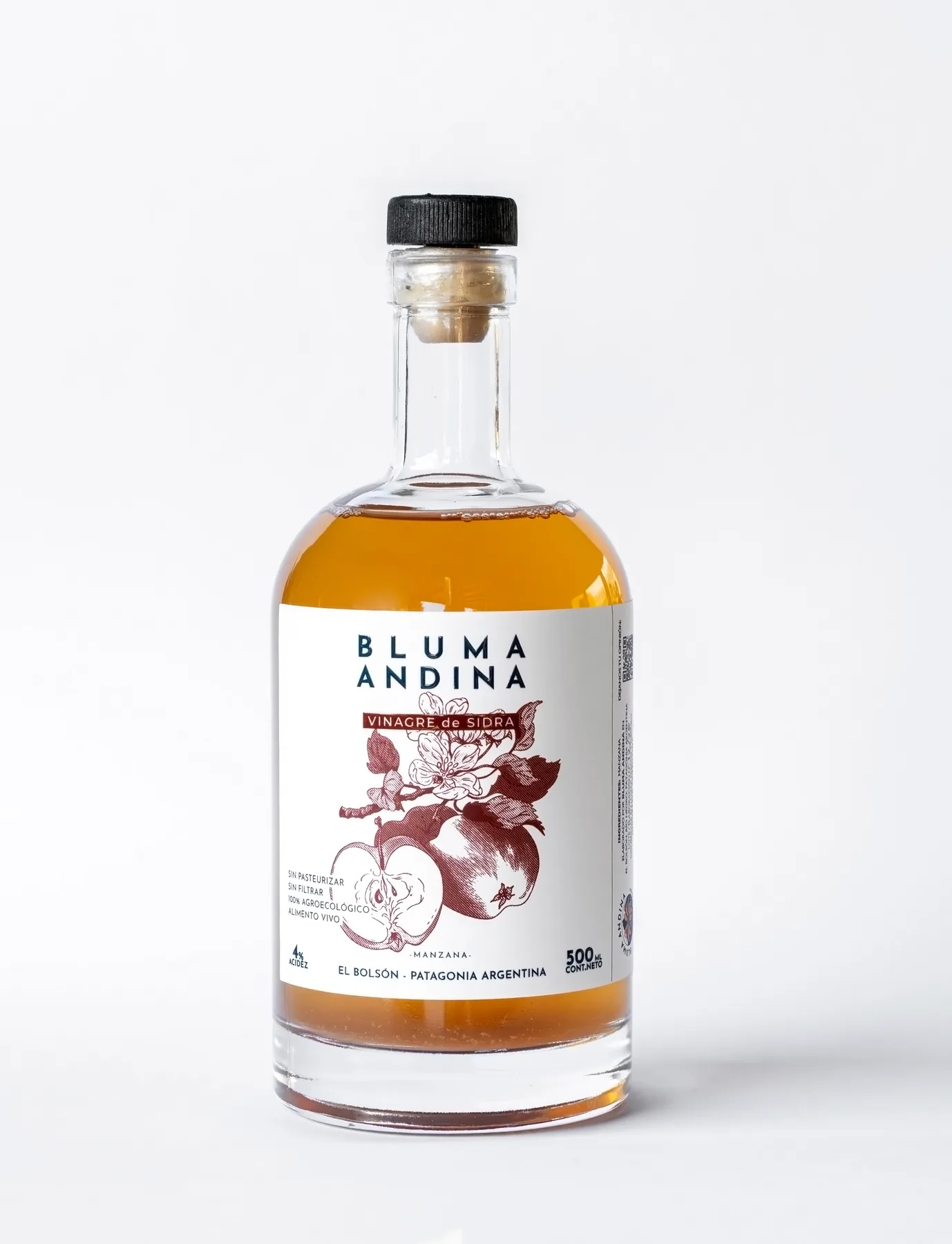 Vinaigre de cidre Bluma Andina, bouteille de 500 ml